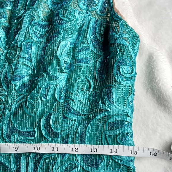 Elegant Teal Sleeveless Dress - Picture 5 of 8